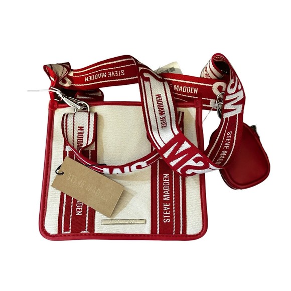 Steve Madden Tiktok Satchel Bwebber Creme Red Canvas Bag Tiktok Viral Purse NWT - Picture 15 of 16